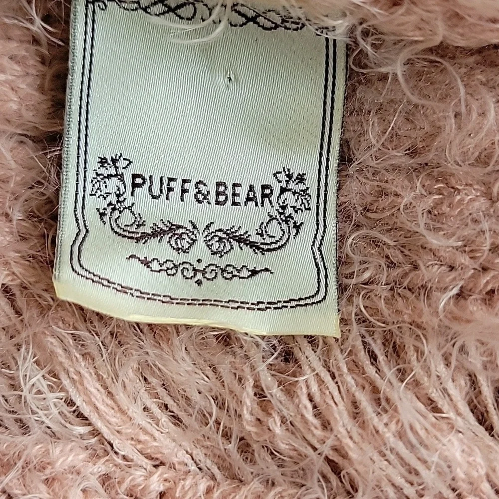 Puff & Bear Blush / Peach Color Fuzzy Sweater - Picture 8 of 10